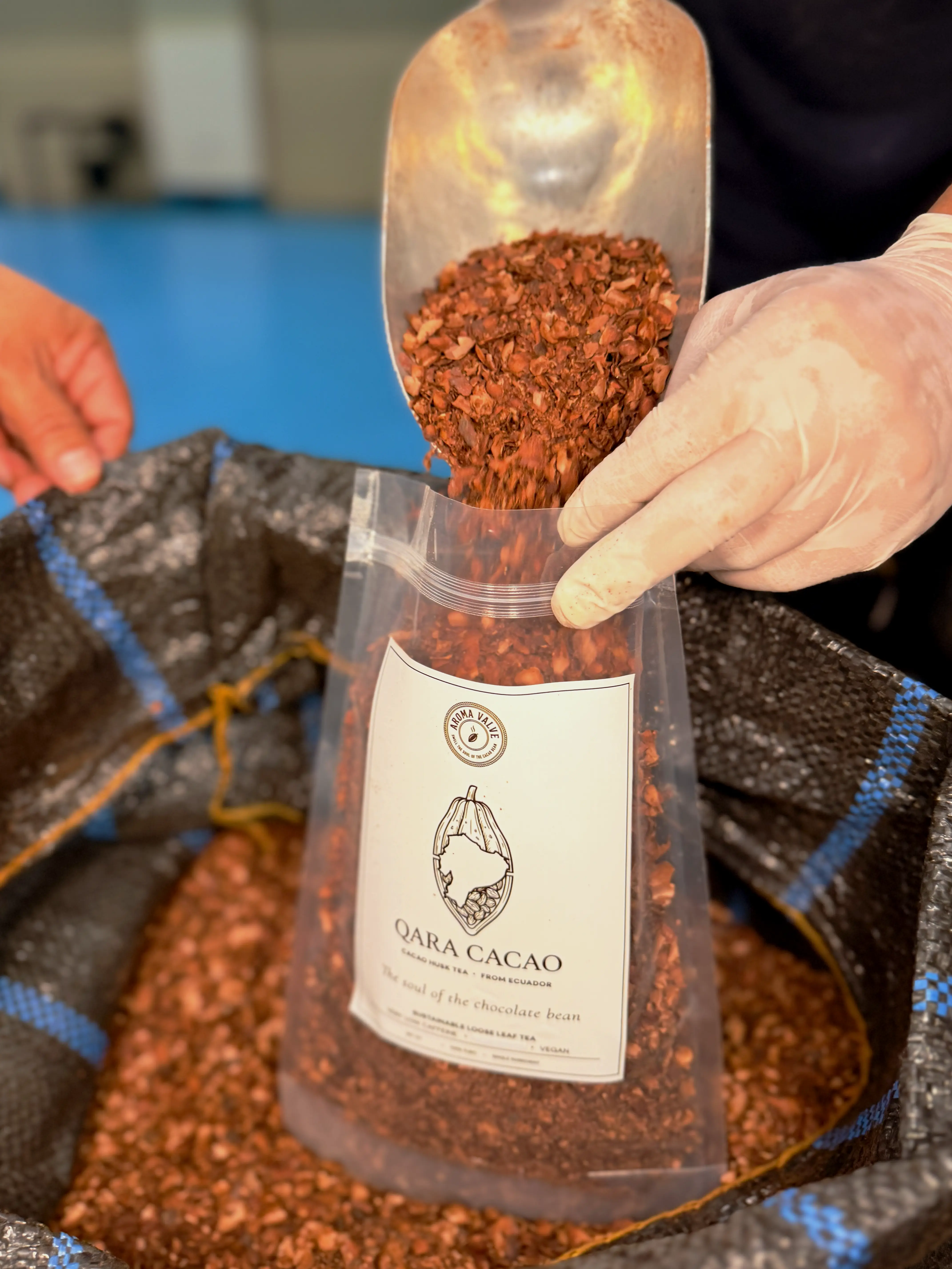 Qara Cacao cacao husk tea close-up